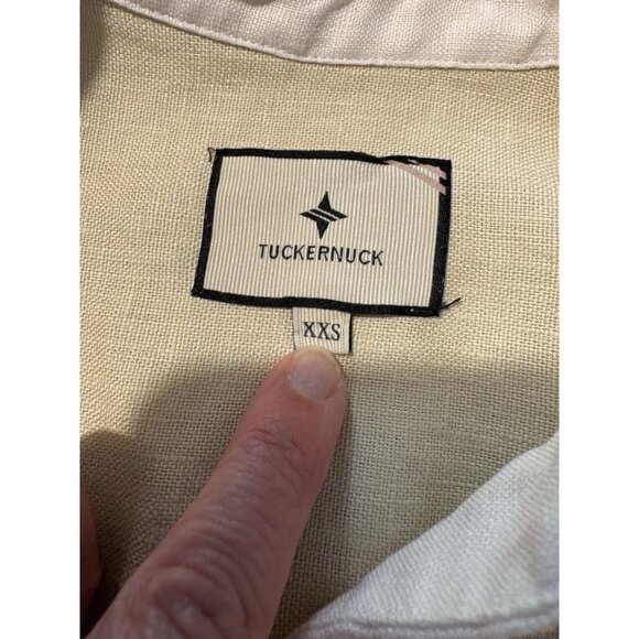 TUCKERNUCK Champagne Linen Collier Dress Quiet Luxury Classic Old Money Size XXS - Picture 4 of 8